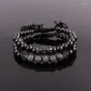 Strand högkvalitativa lyxiga smycken armband rostfritt stål pärlor cz boll charm justerbar set män