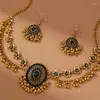 Ensemble de collier et boucles d'oreilles couleur or, pendentifs rétro de mariée, accessoires de Costume de fête de fiançailles et de bal