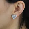 Micro Pave Heart Shaped Hoop Earring Paved Cubic Zircon Stone Ice Out Stud CZ Earrings Bling Copper Earrings for Women Men Wedding Jewelry