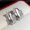 Moda diamante não manchar brincos de prata com clipe de cristal e joias para mulheres como presente N2306034