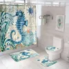 Shower Curtains Sea Turtle Print Shower Curtain Fabric Waterproof Marine Life Bath Curtains For Home Bathroom Decor with R231114