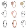 Bagues de cluster 925 Sterling Silver Ring Charms DIY Crystal Big Round Finger pour les femmes Bijoux de fête ont un logo