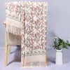 Schals Künstliche Kaschmirschals Frauen Wrap Chal Weiche Stickerei Blume Pashmina Mujer Bufanda Quasten Schalldämpfer Poncho