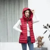 Damenwesten Damen Winter Koreanische warme Baumwolle Daunenweste ärmellose Manteljacke mit Kapuze Große Größe 4XL Rot Schwarz Armeegrün 231114