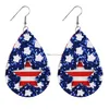 Dangle Chandelier PU Leather Independence Day Earrings American Printed Flag Pentagram Water Drop Mtilayer Charm 18 Styles Dhgarden Dhpyw