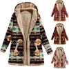 Womens Wool Blends Winter Cotton Hemp Printed Hooded Sweater Warm Plush Coat 231113