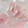 Unhas Postiças 10 Pçs/set Pressione em Unhas Falsas Arte Cobertura Completa Flor Longa Unhas Artificiais Falsas Fácil de Usar Fornecedor de unhas reutilizáveis Q231114