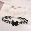 Pendant Necklaces Playful Cute Girl Black Lace Butterfly Choker Skirt Student Clavicle Neck Chain Fairy Jewelry Women Necklace Gift