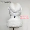 Women's Fur Faux Fur ZADORIN Winter Coat Women Fashion Faux Fur Coat Detachable Sleeves Hood Duck Down Coats Hooded Black Puffer Jacket Outwear 231113