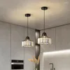Pendant Lamps Modern Black Led Lamp Nordic Round Iron Ceiling Chandelier For Kitchen Dining Room Home Decor Crystal Light Fixtures