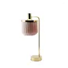 Настольные лампы золотистого кованого железа BSAE с розовыми / белыми кисточками Shade E14 Светодиодная прикроватная лампа выключатель кнопки Eu Plun в типе