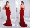 Glittery Red Sequined Plus Size Evening Dresses Sweetheart Corset Backless Special Occasion Party Gowns For Women Long Mermaid Formal Prom Vestidos De Festa CL2163