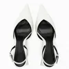 Nxy sandaler vita blockklackar för kvinnor pekade tå slingback Court Shoes Summer Heels Female Elegant Wedding Pump Heeled 230406