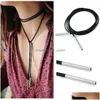 Chokers Fashion Charm Böhmen Y Black Leather Choker Alloy Halsband smycken Halsband uttalande för kvinnor gåva droppleverans dhgarden dh46j