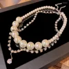 Pendant Necklaces Vintage Designer Pearl Necklace Crystal Zircon For Women Party Wedding Engagement Jewerly Gift