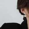 Dingle örhängen koreanska som säljer modesmycken 14k real guldpläterad koppar inlagd cz zirkon eleganta dubbelblomma kvinnor