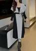 Trench da donna Eshin pieghettato color block bavero da donna manica intera aperto cappotto moda punto media lunghezza stile autunno elegante 2023 XF447