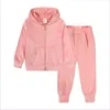 Clothing Sets 2023 Winter Essentials Little Girls Boys Clothes Golden Velvet Tracksuit 2 Pcs Set Zipper Coat Pants Hoodies Outfits Suit 9M 13Y 231113