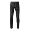 Lila jeans designer mens retro lapptäcke blossade byxor vilda staplade rippade långa byxor raka y2k baggy tvättade blekna för män