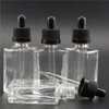 30ml Empty Clear Square Glass Bottles with Eye Dropper Aromatherapy Perfume 1oz Transparent Glass Packaging