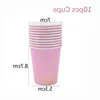 Pink Golden Dot Plate Straws Paper Cup Disposable Tableware Birthday Party Decoration Wedding Christmas Baby Shower Halloween Wtign