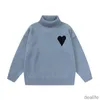 Amis Am i Paris Pullover Rollkragenpullover mit hohem Kragen Strickpullover Kapuzenpullover Winter Hoody Amisweater Big Coeur Love Jacquard Heart Pull Sweatshirt Amiparis Ff3q