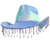 Berets Rhinestones Tassel Cowboy Hat Bride Cowgirl Bachelorette Party Bridal