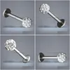 Labret Lip Piercing Jóias Anéis Falso L25 20 Pcs Branco Cz Gem Crystal Stud Shamballa Labret Anel Body Jewelry4751410 Drop Delivery Dh96W