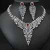 Halsbandörhängen Set Geometric Clear Cubic Zirconia Jewelry Delicate Ladies Wedding for Banket