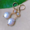 Kolczyki Dangle Natural Baroque White Pearl Peads Złoty łańcuch Akwakultura Prezent Mody DIY Classic Walentynki Lucky Water Water