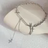 Hanger kettingen Hip Hop Rhinestone Cross druppel ketting voor vrouwen sleutelbeenketting Zoete koele transparante kralen choker nek groothandel