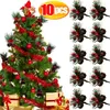 Decorative Flowers 10PCS Artificial Christmas Red Berry Branch Snowflake Pine Needle Cone Branches For Xmas DIY Wreath Supplies Noel