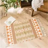 Teppiche Nordic Teppich handgemachte Baumwolle Quaste Home Weave Boho Willkommen Fuß Pad Schlafzimmer Wohnzimmer Teppiche Kirche Gebet Matte Bad Fußmatte W0413