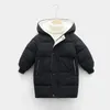 Down Coat Winter Children's Down Padded Jacket Midlängd Baby Jacket For Boys and Girls Solid Color Casual Hooded Jacket Cardigan 231114