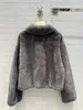 Women's Fur Faux Luxury Handmade 100 Mink Coat 2023 Winter Warm Women Clothes Fashion Turn Down Collar Grey Coats 231114