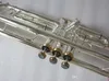 Prawdziwy obraz Brass Horn USA Stradivarius Trumpet BB LT197S-99 Srebrny plated Flat B Musical Instruments Profesional Horn Trompete
