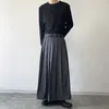 Men's Pants Personality Men Casual Skirts Double Belt Design Pleated Loose Trousers Streetwear Punk Japanese Style Fashion