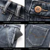 Men's Jeans Winter Fleece Thick Warm Zippered Pocket Design Denim Classic Business Casual Men's Fitted Straight Stretch Mid-high Waist Jeans 230414