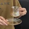 Verres à vin Tasse réutilisable avec une soucoupe tasses en verre de luxe pour le café bon service à thé tasse à expresso service à thé barre thermique glacée froide