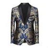 Męskie garnitury Blazers Men Business Bankiet Jacquard Suit Slim Fit Jacket Fashion Men's Wedding Party Prezenta