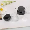 Amber Glass Cream Jars 15g 30g 50g Green Clear Cosmetic Jars Packing Bottle with White Inner Liners and Black Gold Lids