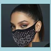 Designer Masks Rhinestone Face Mask With Filter Pocket Bling Boss Queen King Y Girl Love Letter Mouth Er Adjustable Masquerade Party Dhmu8