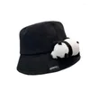 Berets chapéu feminino panamá quatro estações pescador grande redondo sol sombra dos desenhos animados panda adorável casual balde boné h04