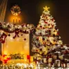 Dekorativa föremål Figurer Iron Glitter Powder Christmas Tree Topper Star med LED Copper Wire Lights för Home Navidad Ornament 231114