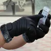 Five Fingers Gloves Autumn Winter Velvet Men Touch Screen Mittens Glove Male Thickening Hiking riding Outdoor Nonslip Leather 231114