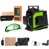 12 Lines 3D Green Cross Line Laser Level Self-Leveling 360 Degree Vertical & Horizontal Glasses Receiver USB Charging Pcnpp