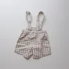 Overalls Sommer Kinder Plaid Overalls Baumwolle Jungen Hosenträger Shorts Baby Mode Kleidung Kinder Lässige Trägerhose Mädchen Kurze Hose 230414