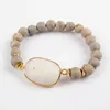 Strand 2 STKS Natuurlijke Druzy Agaat Armband Bij de Hand Vergulde Witte Kristallen Quartz Charme Reiki Healing Sieraden Geschenken