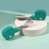 Cups Dishes Utensils Baby Gadgets Tableware Set Children Utensil Stainless Steel Toddler Dinnerware Cutlery Cartoon Infant Food Feeding Spoon Fork AA230413