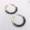 Hoop Earrings Bohemian Simple Splicing Color For Women Gold Plated Snake Pattern Weaving Creative Circle Earring
